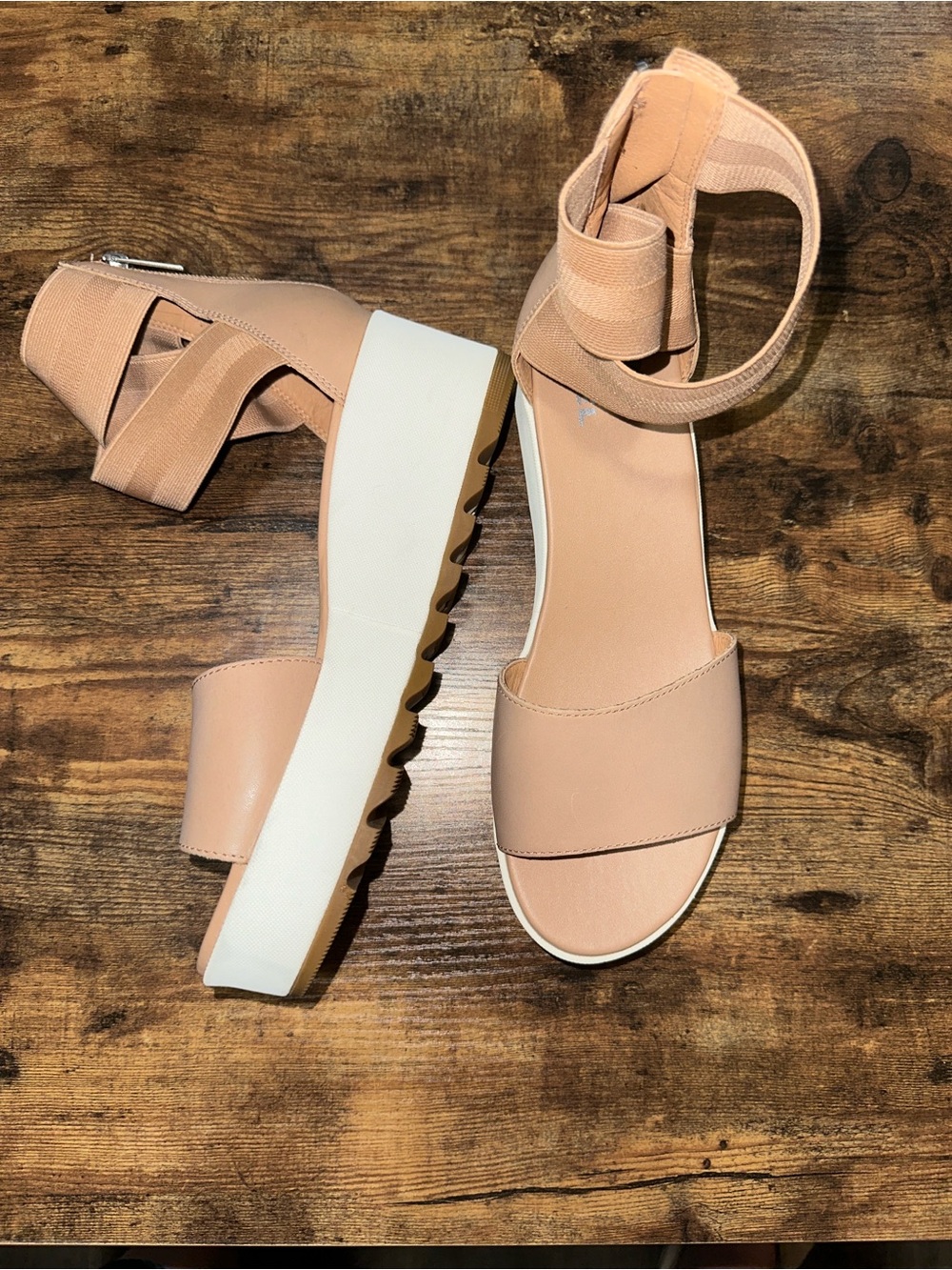 Sorel Blush Tan Platform Ankle-Strap Sandals
